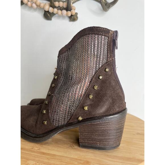 Sesto Meucci Mirka Studded Ankle Boots Size 6.5 Brown Leather Western Rodeo - Picture 7 of 11